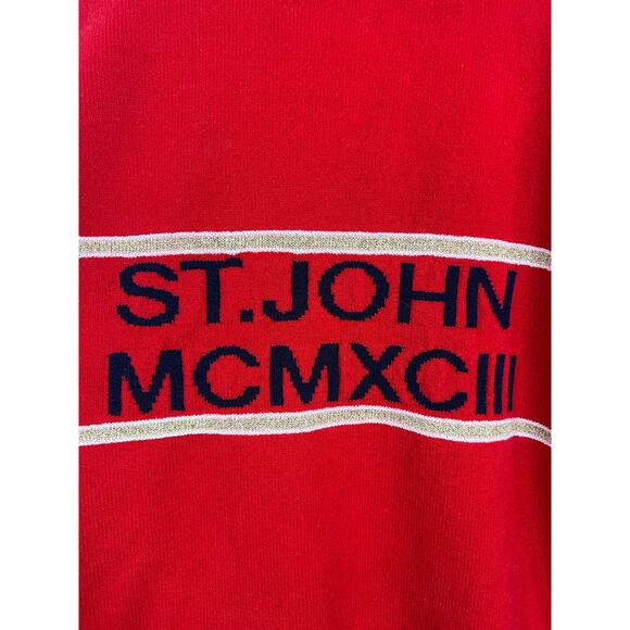 St. John Couture Red Knit Sweater Vintage Made in USA Size M Luxury Classic - Picture 2 of 7